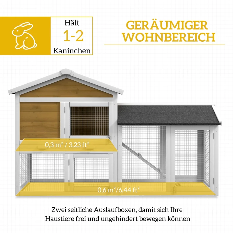 Hasenstall Kaninchenstall Holz Freilaufgehege Rampe Gehege