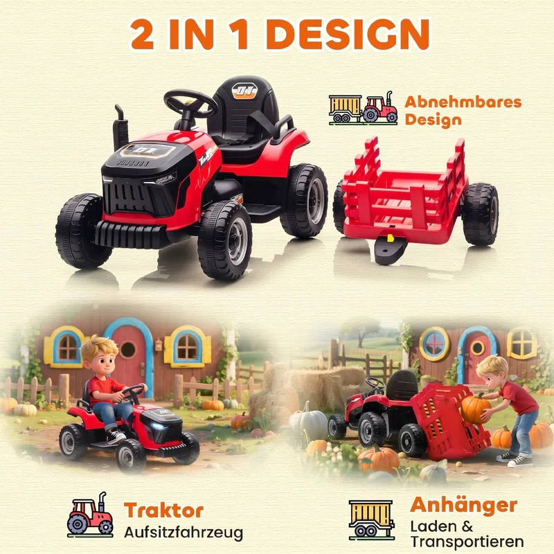 Elektrischer Kinder Traktor Anhänger Kinderfahrzeug Elektrotraktor