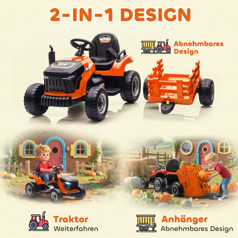 Elektrischer Kinder Traktor Anhänger Kinderfahrzeug Elektrotraktor