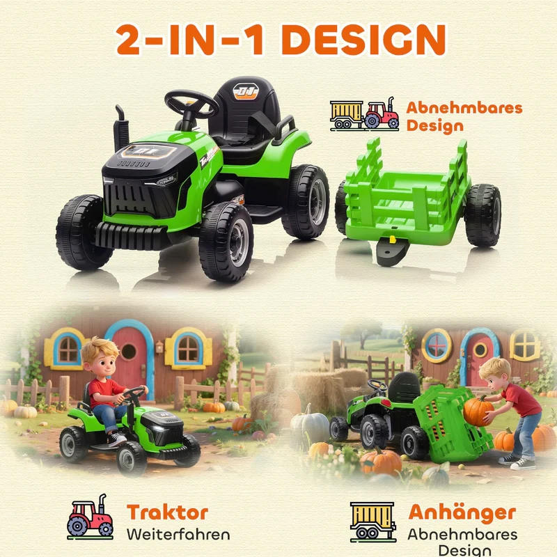 Elektrischer Kinder Traktor Anhänger Kinderfahrzeug Elektrotraktor