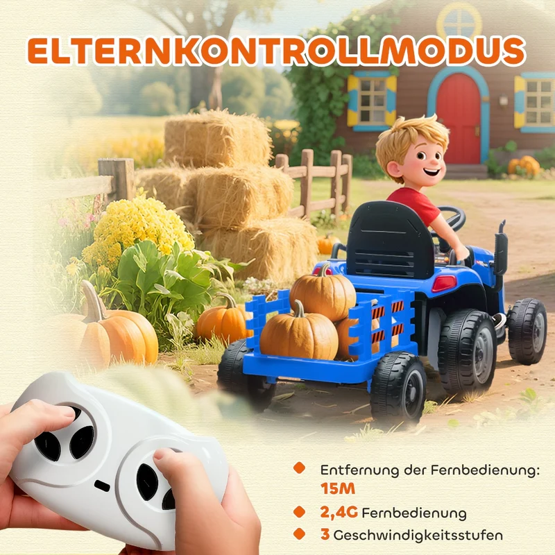Elektrischer Kinder Traktor Anhänger Kinderfahrzeug Elektrotraktor