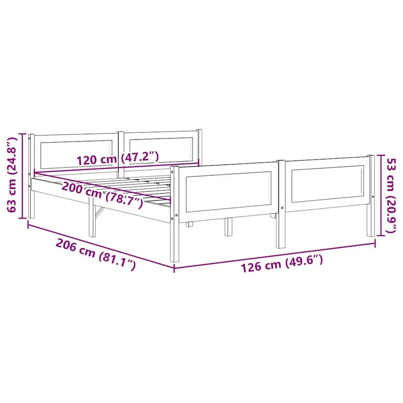 Massivholzbett 120x200cm Bettgestell Einzelbett Holzbett