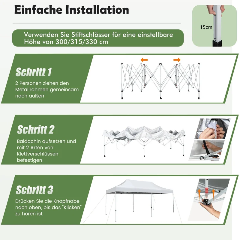Faltpavillon 3x6m Pop Up Pavillon Gartenpavillon Wasserdicht