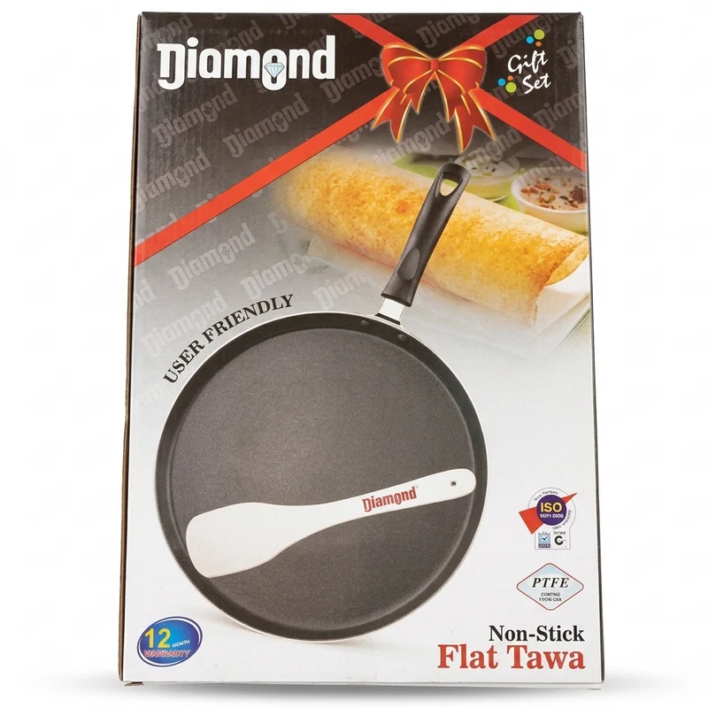 Diamond 26cm Non-Stick Flat Tawa (Dosa Pan with Cool-Touch Handle)