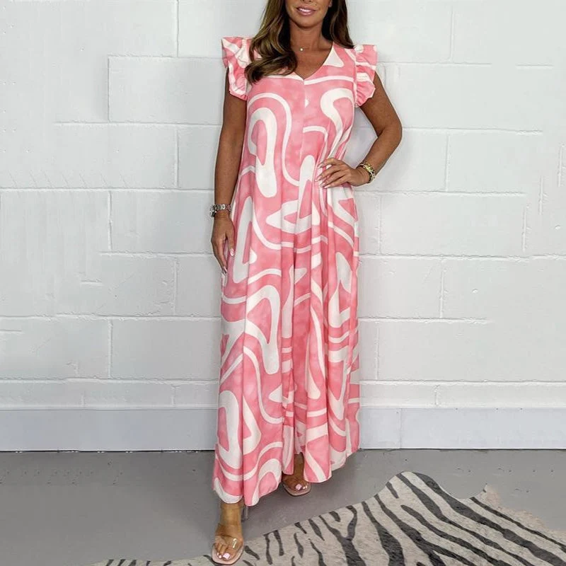 💎 -50% AUF DEN JUMPSUIT! 💎 Sommerlicher Jumpsuit mit gerafften, weiten Beinen & geometrischen Prints für Damen ✨