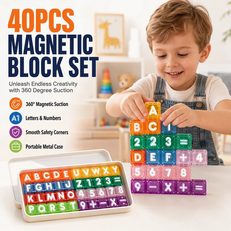Magnetische Alphabet- und Zahlenwürfel für Kinder