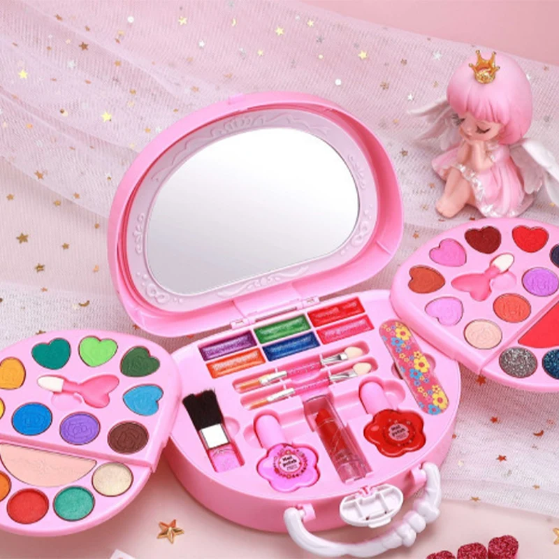 🏆ZEITLICH BEGRENZT 50% RABATT💄Kinder Abwaschbares Make-up Spielzeug-Set mit Tragbarer Rosa Handtasche