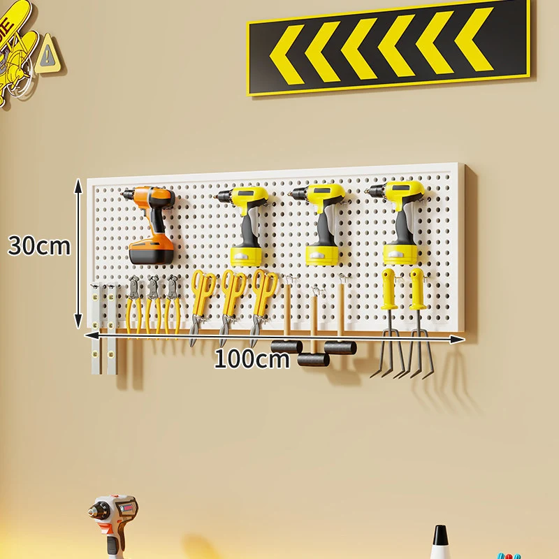 Wandmontierter perforierter Metallwerkzeug-Pegboard-Organizer mit Magnetstreifen und Mehrfachhaken