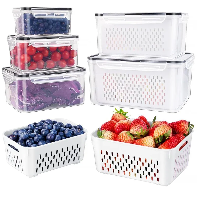 🍓✨ 3-teiliges Obstbehälter-Set – Herausnehmbares Sieb, auslaufsicher und stapelbar
