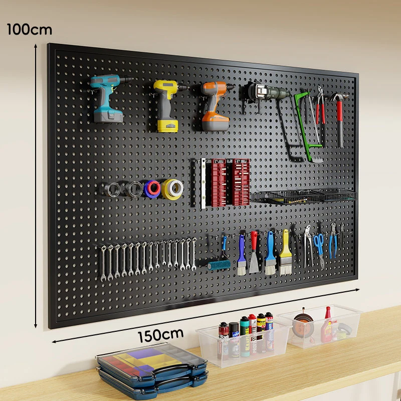 Wandmontierter Lochblech-Werkzeug-Pegboard-Organizer mit modularen Haken und Drahtkörben