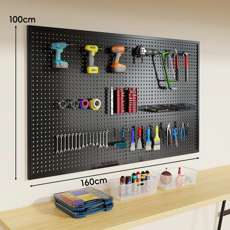 Wandmontierter Lochblech-Werkzeug-Pegboard-Organizer mit modularen Haken und Drahtkörben