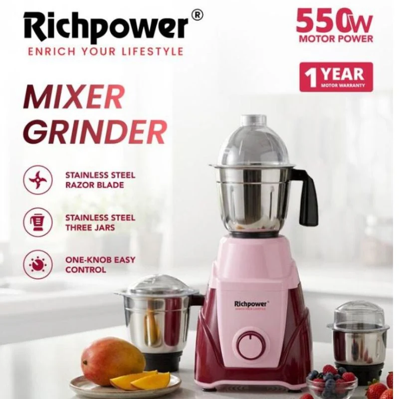 Richpower RPMG-2056 550W Mixer Grinder with 3 Stainless Steel Jars