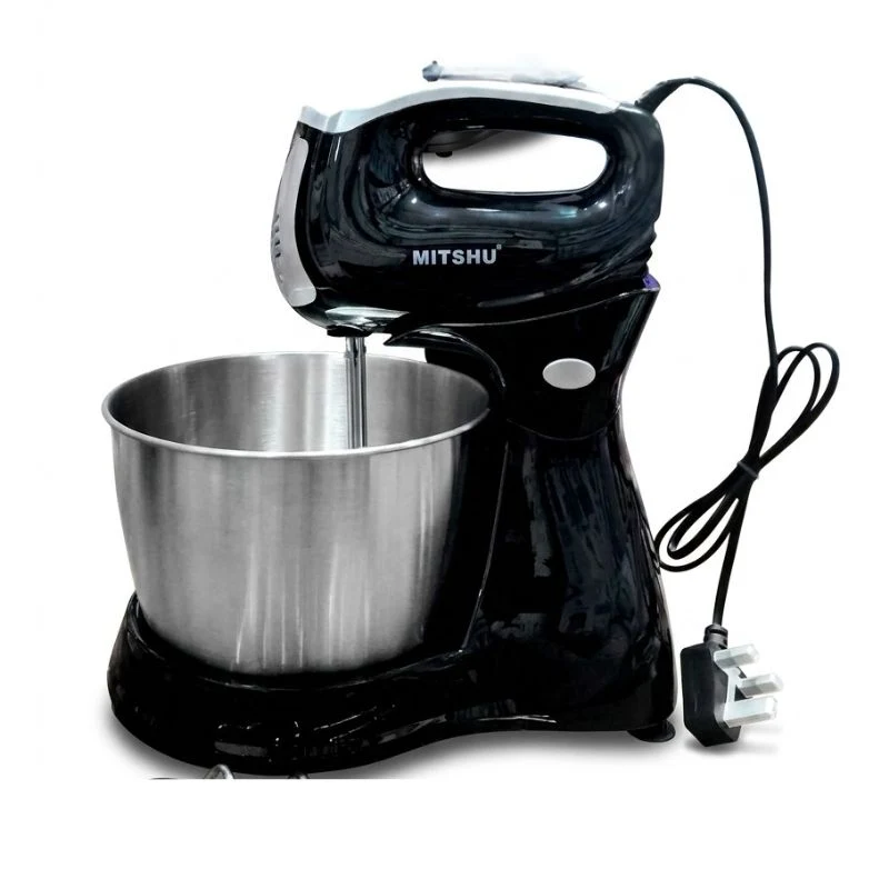Mitshu MBL-2011 Stand Mixer with Stainless Steel Bowl (Detachable Hand Mixer & Beater Hooks)