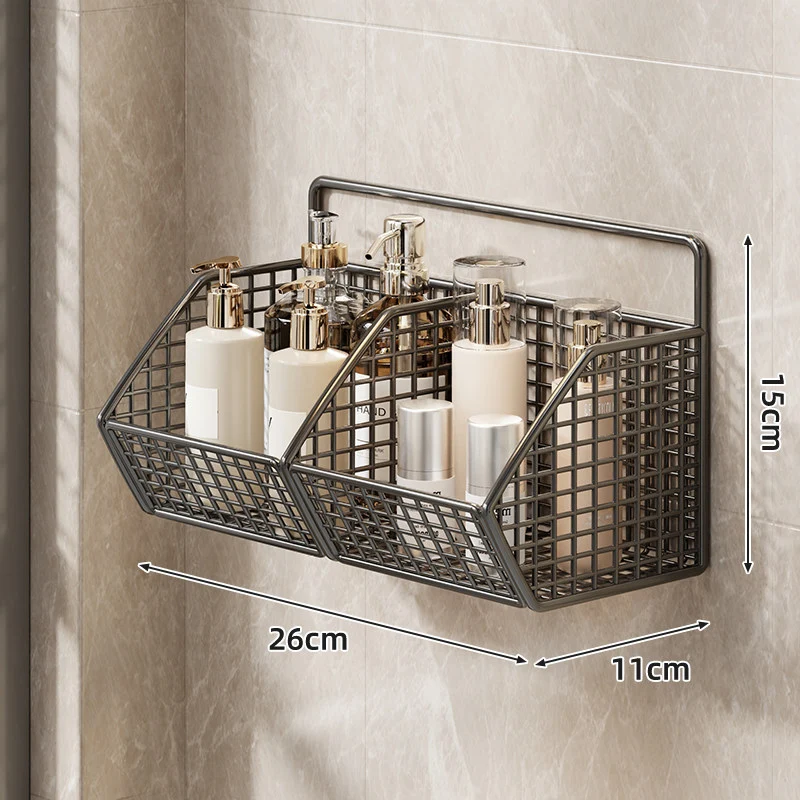 Wandmontierter Dual-Tier Gitter-Mesh Badezimmer Duschcaddy mit abtropfbaren Körben
