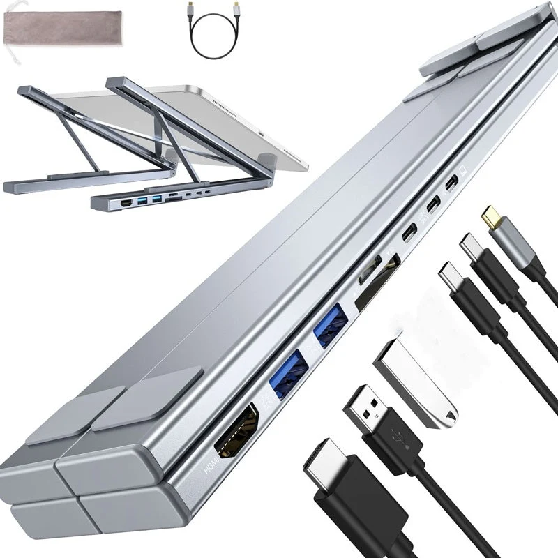 💻 50% RABATT! ⚡ 2-in-1 USB-C Dockingstation & Laptopständer – 8 Ports, 4K HDMI & Höhenverstellbar für Mehr Produktivität 🖥️