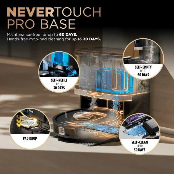 Shark PowerDetect NeverTouch Pro Robot Staubsauger & Mop mit Self-Empty Station - Schwarz | RV2800ZEUK