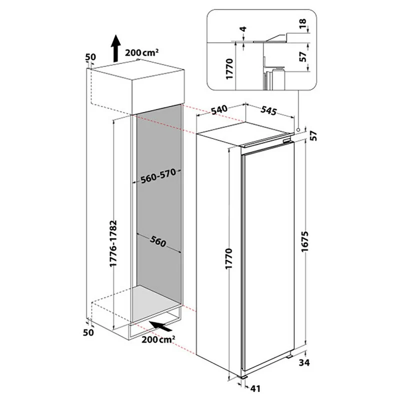 Whirlpool 306L integriert Kühlschrank - Steel | WHSD18A033C1