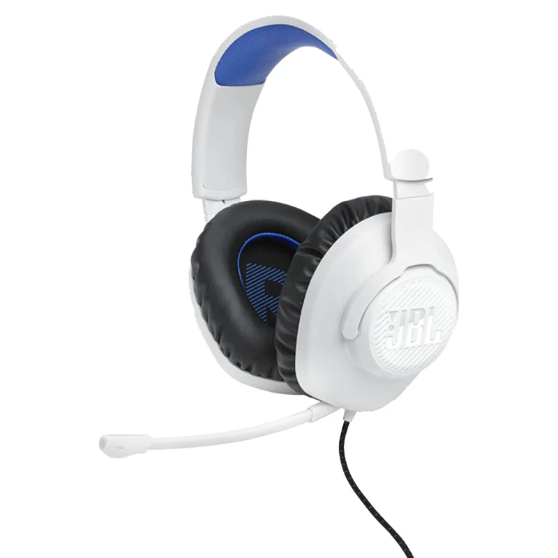 JBL Quantum 100P 40mm Driver Over-Ear Wired Gaming-Headset - Weiß & Blau | JBLQ100PWHTBLU