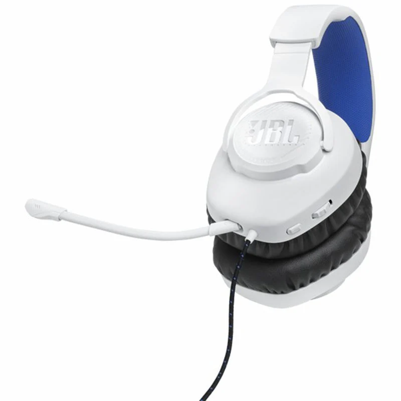 JBL Quantum 100P 40mm Driver Over-Ear Wired Gaming-Headset - Weiß & Blau | JBLQ100PWHTBLU