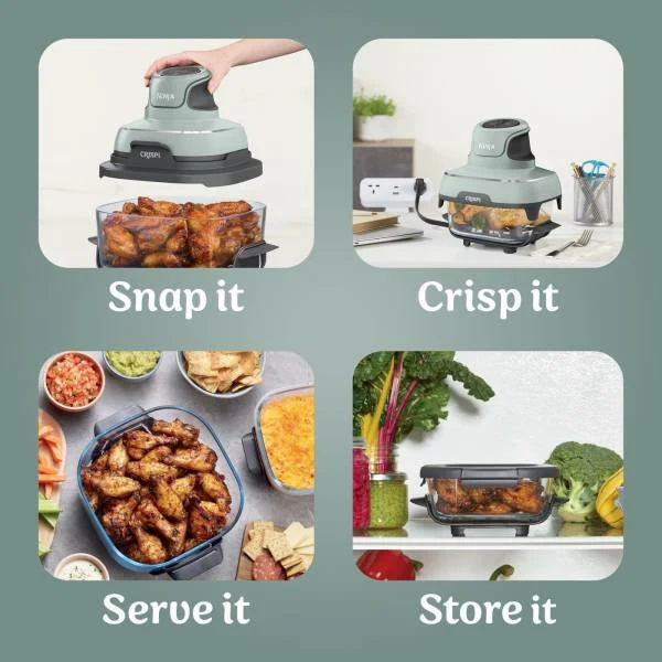Ninja CRISPi 4-in-1 Portable Glass Heißluftfritteuse - Sage | FN101UKSG