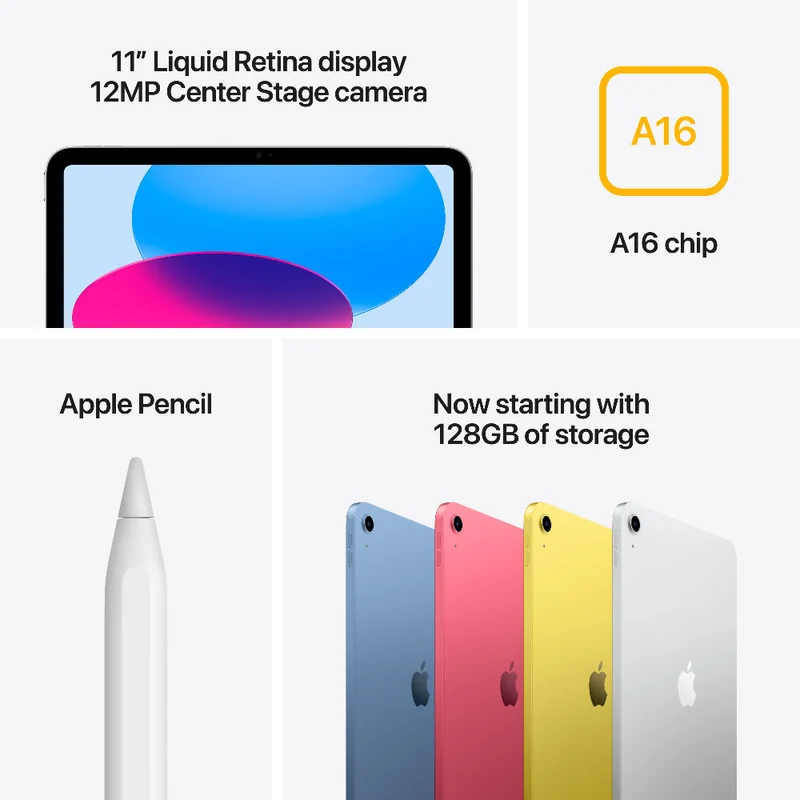 Apple iPad A16 11" 128GB Wi-Fi Tablet - Silber | MD3Y4KN/A