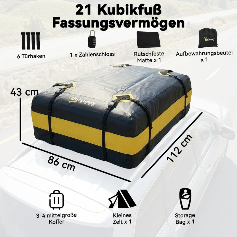 Dachbox Auto 425L Wasserdicht Gepäckbox Dachtasche Dachträgerbox
