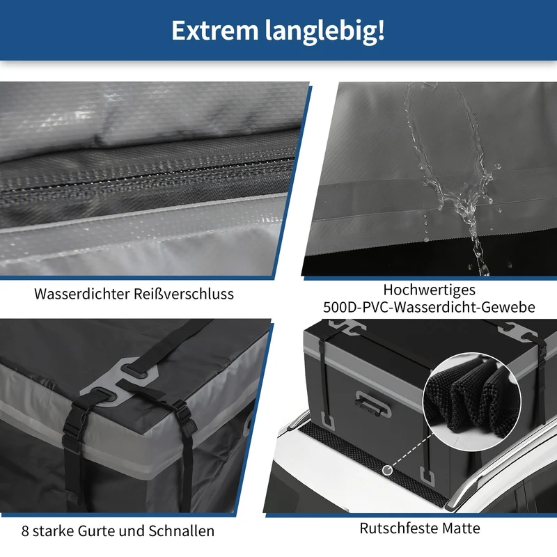Dachbox Dachtasche Dachträgerbox Faltbar 600L Wasserdicht