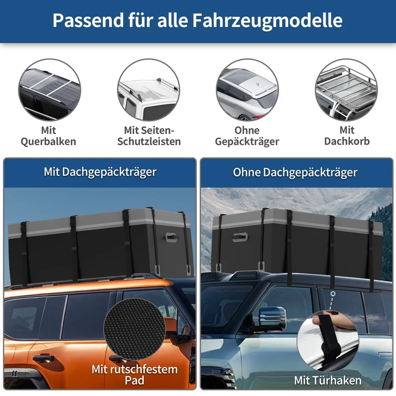 Dachbox Dachtasche Dachträgerbox Faltbar 600L Wasserdicht