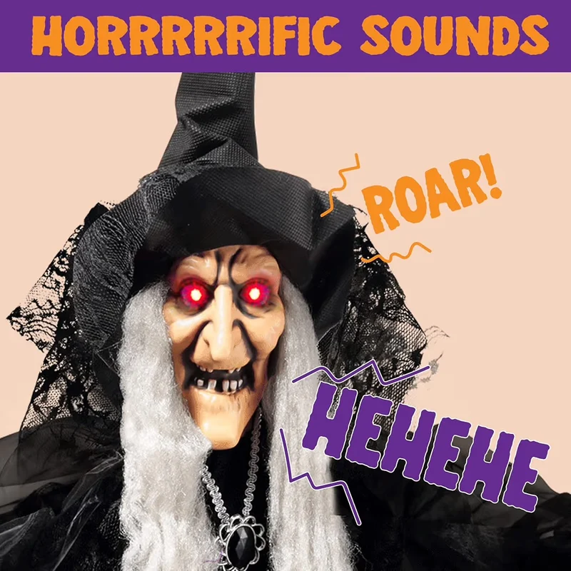 Halloween Sprechende Animierte LED Hexe Dekoration