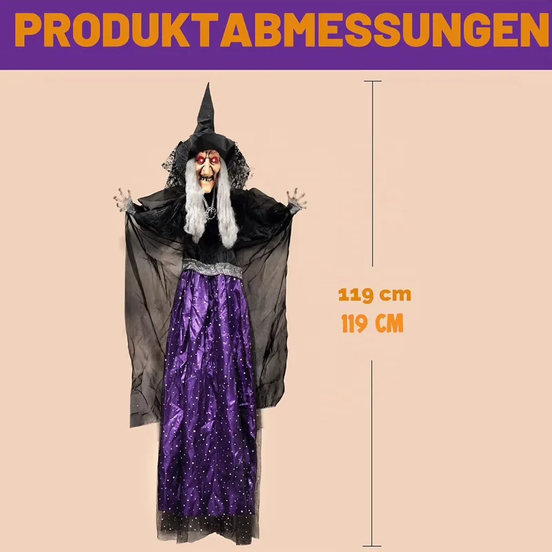 Halloween Sprechende Animierte LED Hexe Dekoration