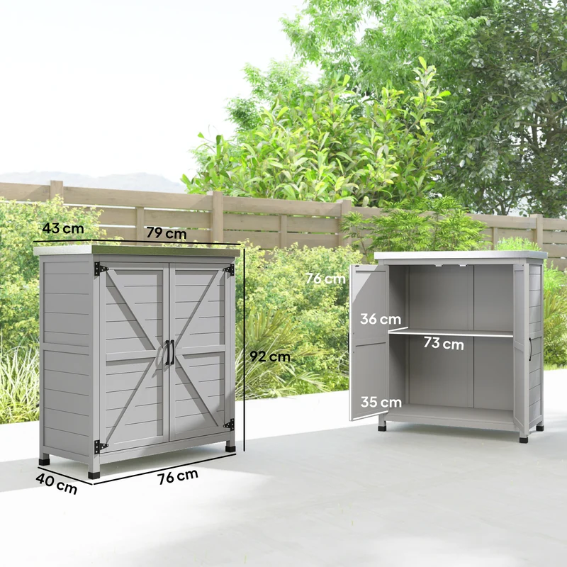 Gartenschrank Arbeitstisch Gartenmöbel Außenschrank Arbeitsfläche Werkzeugschrank
