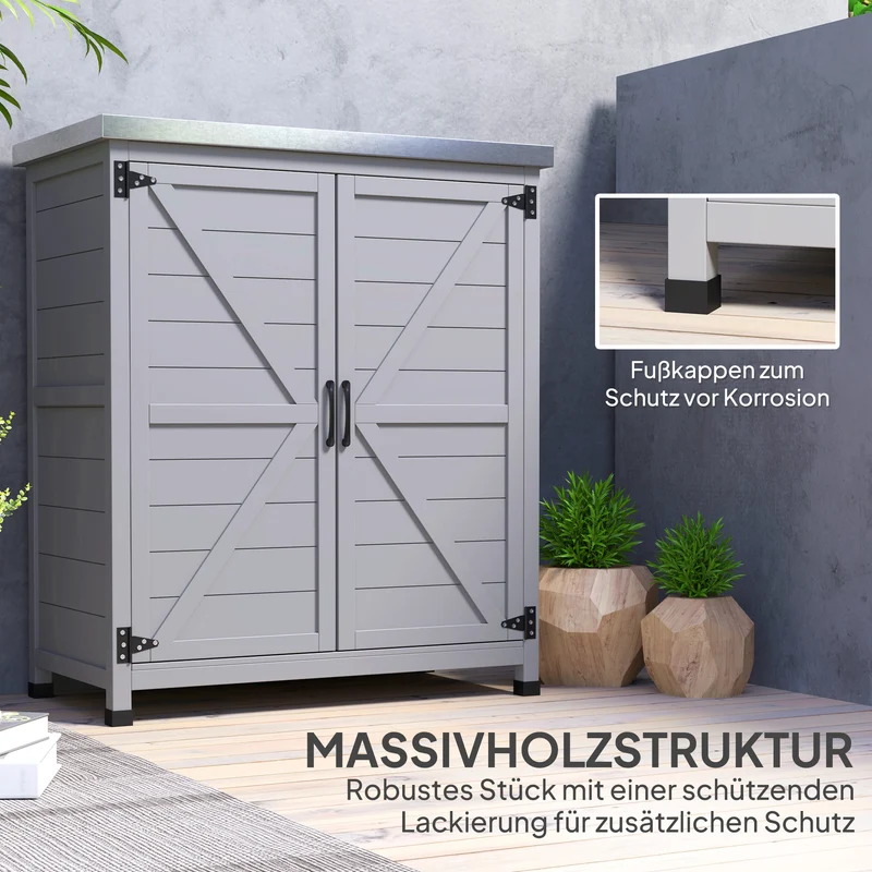Gartenschrank Arbeitstisch Gartenmöbel Außenschrank Arbeitsfläche Werkzeugschrank