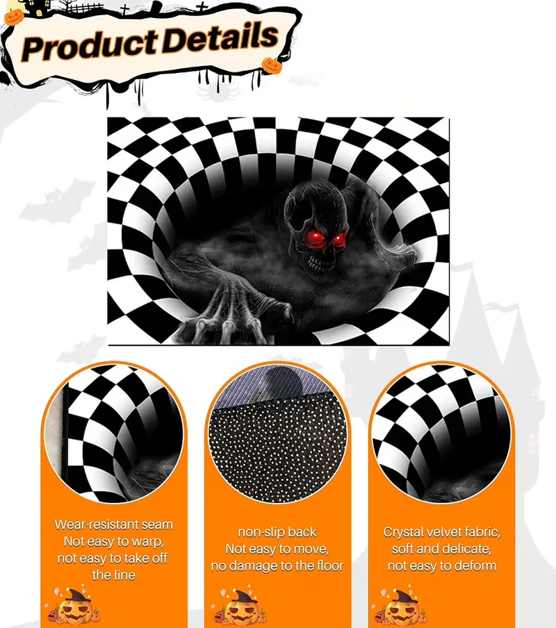 3D Halloween Fußmatte Deko Skelett Dekoration Teppich