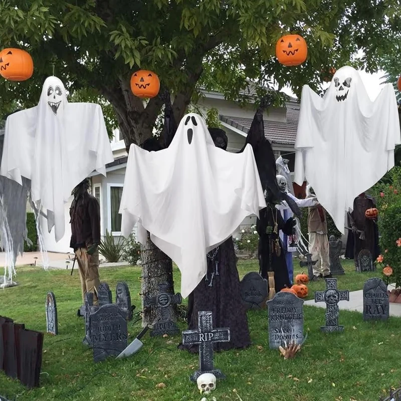 3x Halloween LED Geisterdeko Lichterkette Dekoration Geist