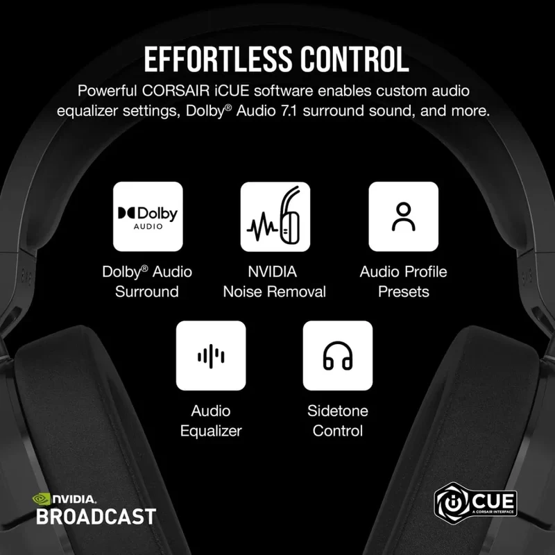 Corsair HS55 Over-Ear Wireless Bluetooth Gaming-Headset - Carbon | 106-CA-9011280-EU