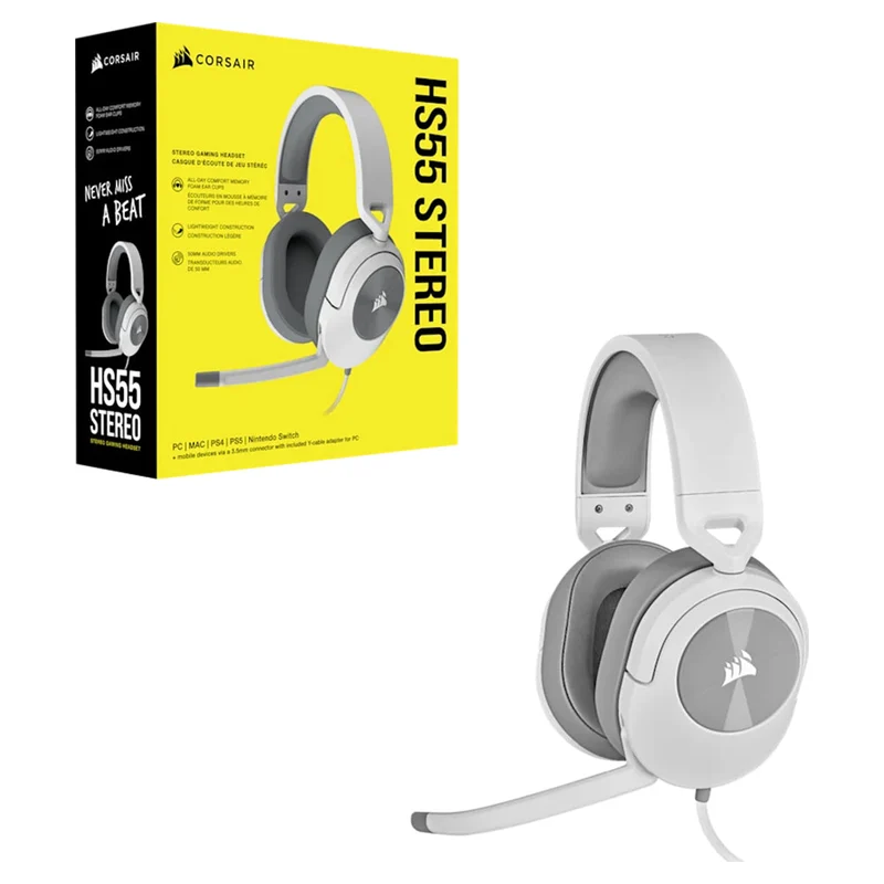 Corsair HS55 Over-Ear Wired Gaming-Headset - Weiß | 106-CA-9011261-EU