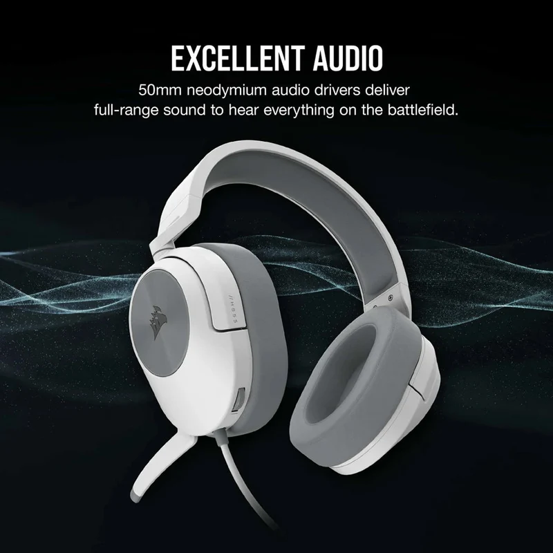 Corsair HS55 Over-Ear Wired Gaming-Headset - Weiß | 106-CA-9011261-EU