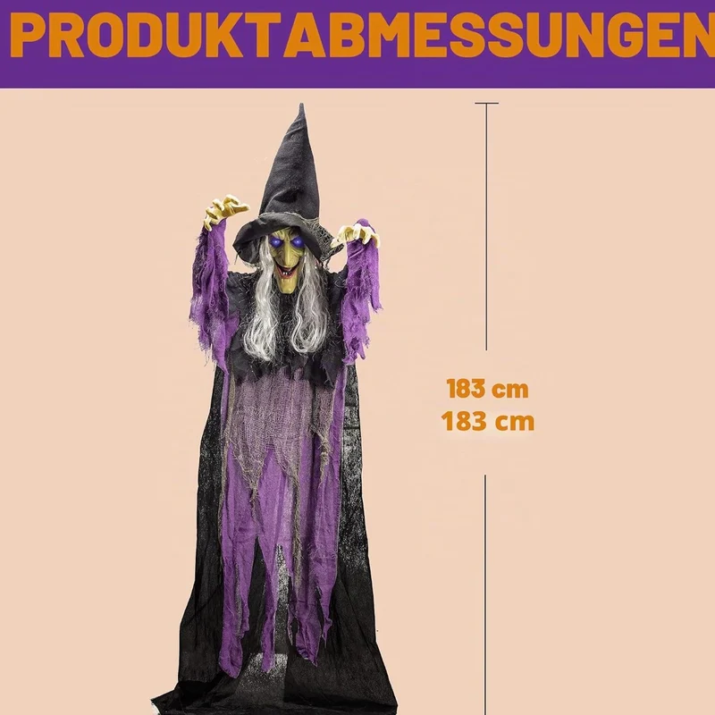 Halloween Hängende Animierte Sprechende Hexendeko Dekoration