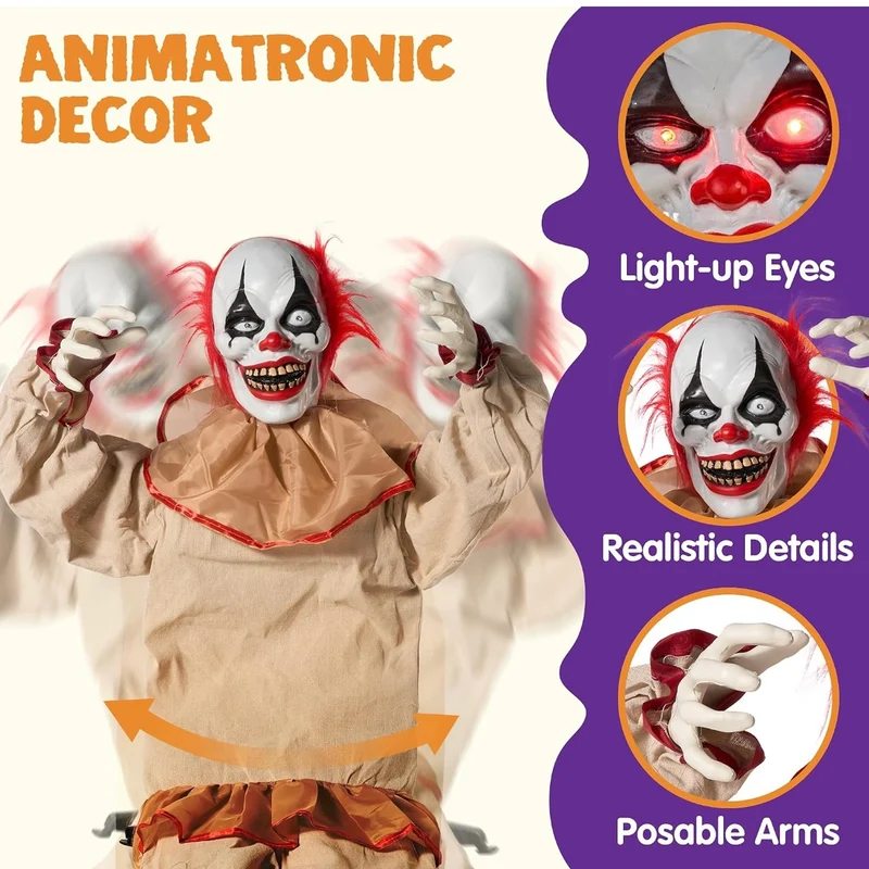 Halloween Animatronic Clown Deko Sitzend Dekoration
