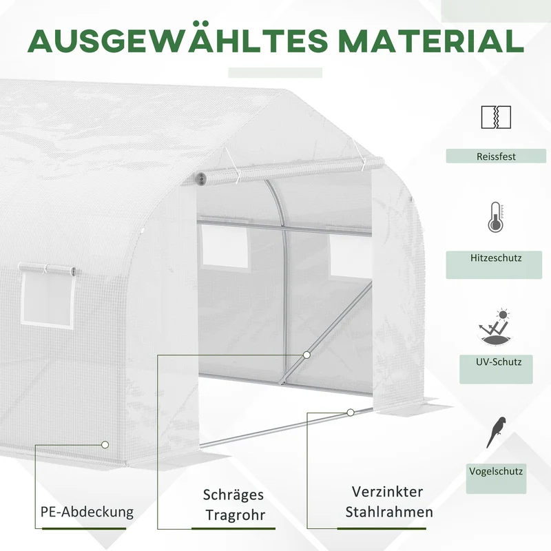 Tunnelgewächshaus 445x300x205cm Foliengewächshaus Treibhaus
