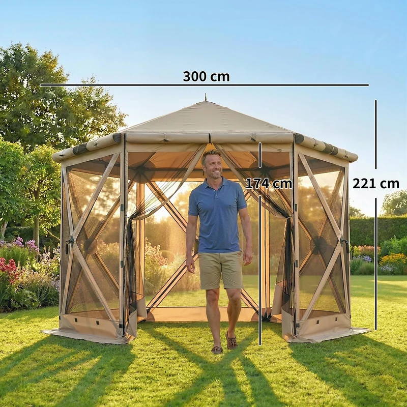 Faltpavillon 300x260x221cm Pop-Up Pavillon Gartenzelt Partyzelt