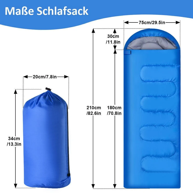 2X Schlafsack Mumienschlafsack Sack Outdoor Camping Winter 210x75cm