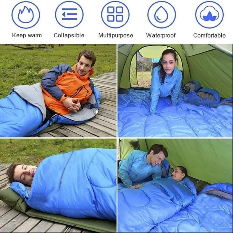 2X Schlafsack Mumienschlafsack Sack Outdoor Camping Winter 210x75cm