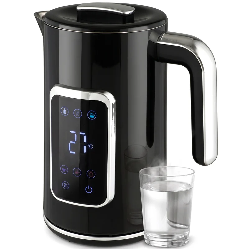 1.7L 3000W Electric Kettle, Fast Boil with LED, Adjustable Temp, Keep Warm - Black