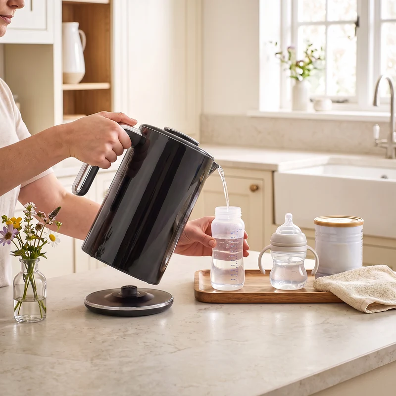 1.7L 3000W Electric Kettle, Fast Boil with LED, Adjustable Temp, Keep Warm - Black
