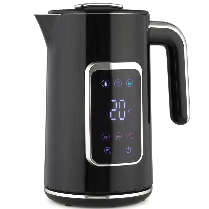1.7L 3000W Electric Kettle, Fast Boil with LED, Adjustable Temp, Keep Warm - Black