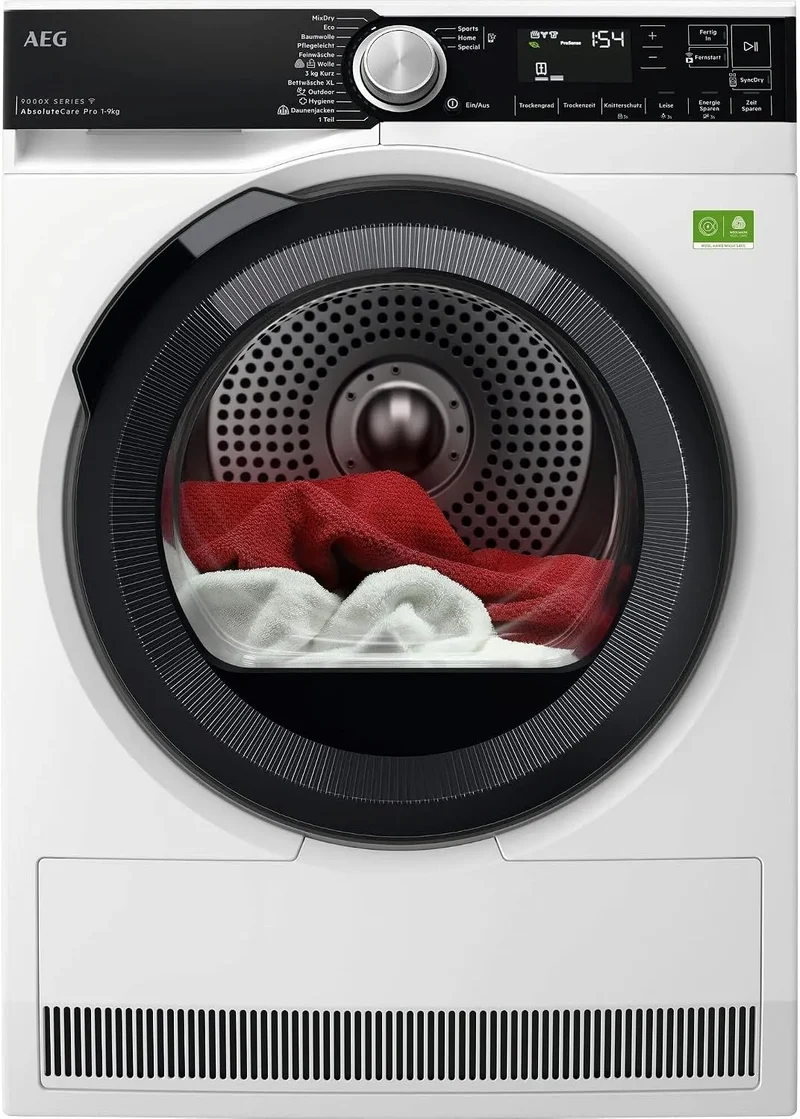 AEG Serie 9000 9000x Wäschetrockner, 9 kg, WLAN, 3D-Optik, Knitterschutz -Weniger Bügelaufwand TR9xW80890, 3D-Scan Restfeuchteermittlung, AEG WiFi