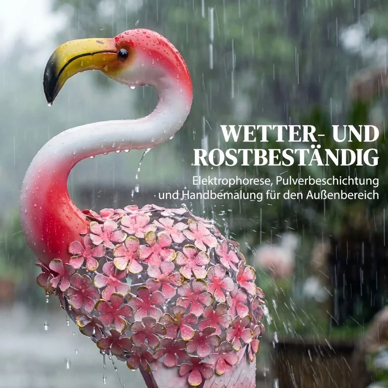 2x Flamingo Gartenstatuen Set Garten Metallvögel Dekoration
