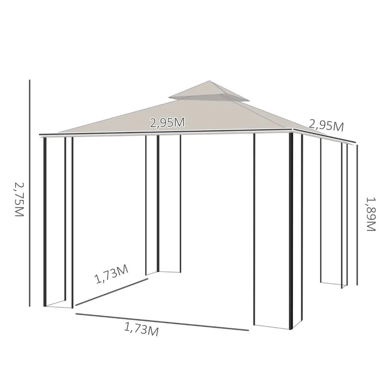 Pavillon Gartenpavillon Partyzelt Festzelt Gartenzelt Doppeldach 3x3m