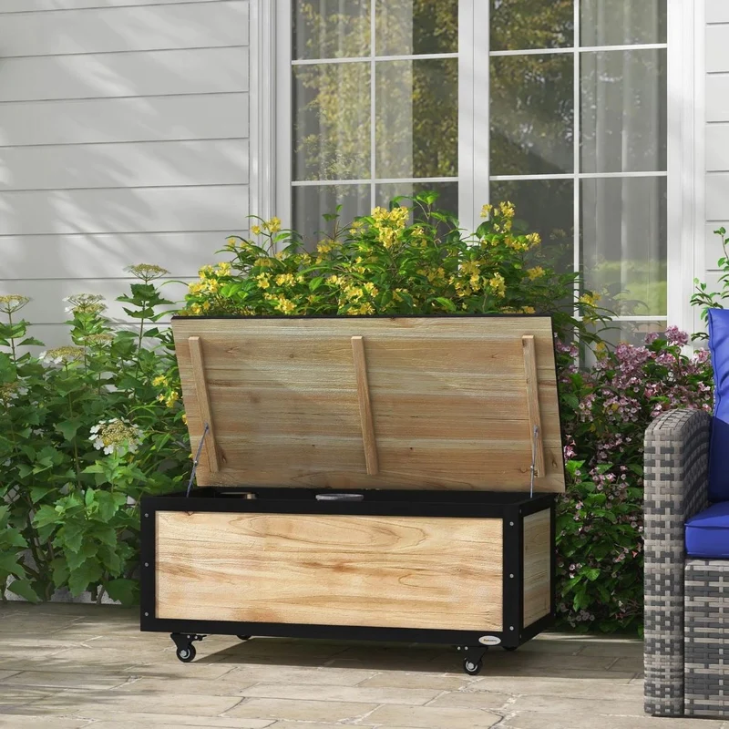 Gartenbox Holz Auflagenbox 121L Aufbewahrungsbox Balkon